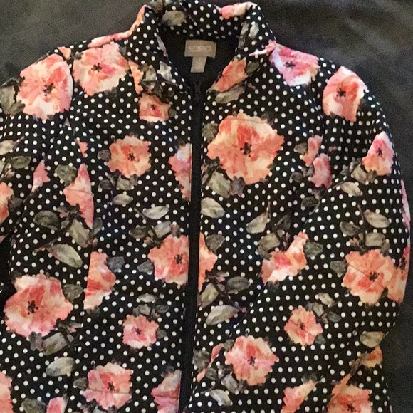 Chico’s lightweight floral polka dot puffer jacket - Picture 1 of 5